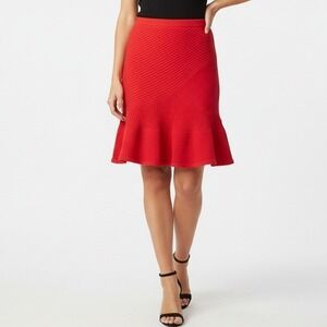 Rachel Rachel Roy‎ Red Ribbed Knit Flounce Hem Mini Skirt Small RMK0106429